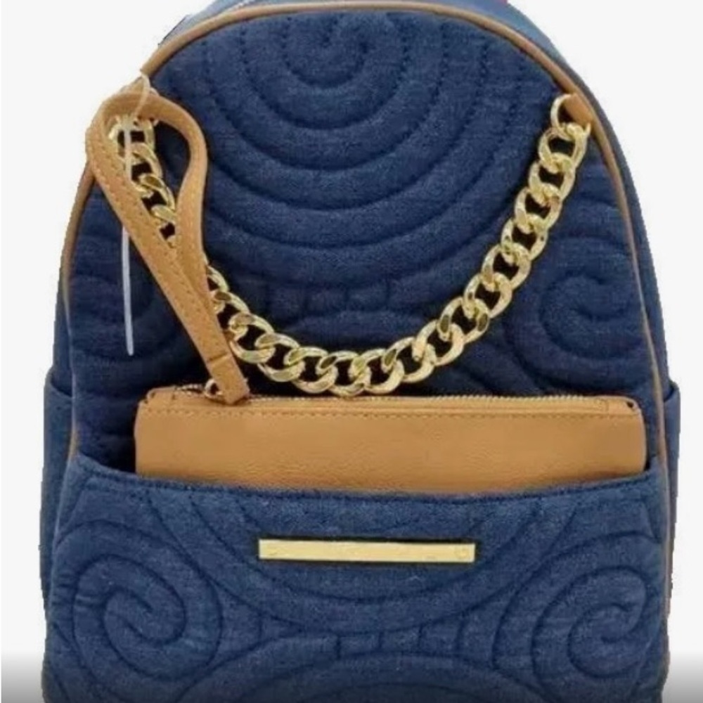 Betsey Johnson denim book-bag /purse w/ clutch…